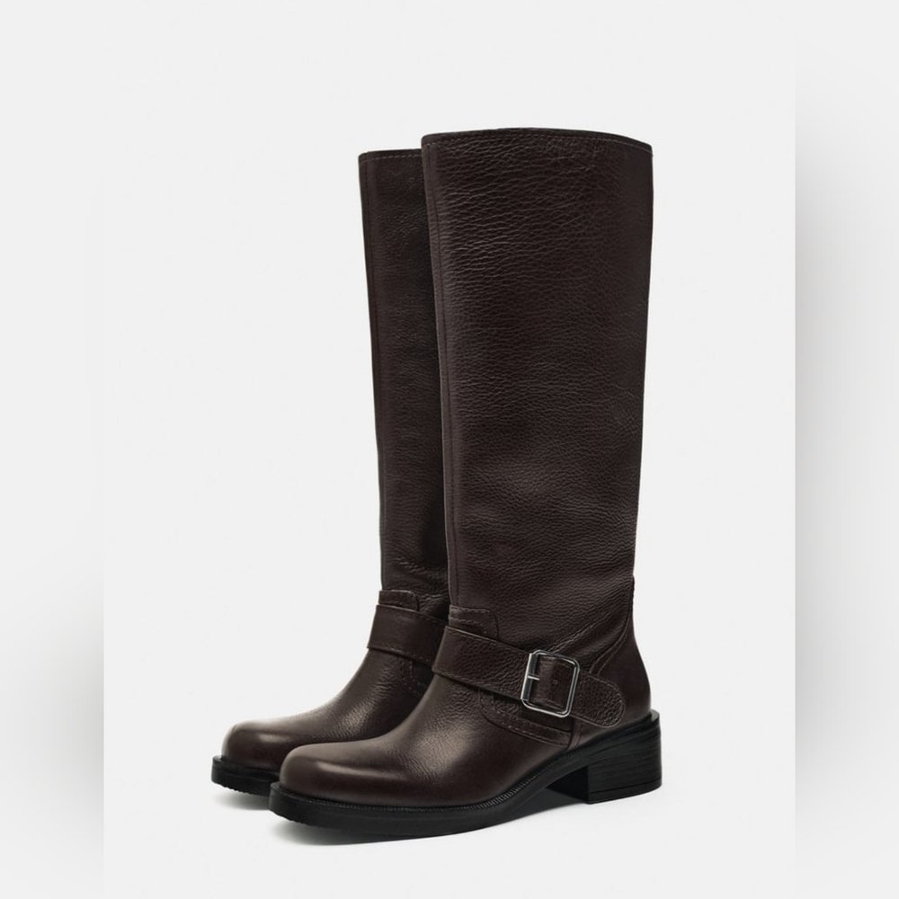 ZARA LEATHER BIKER BOOTS